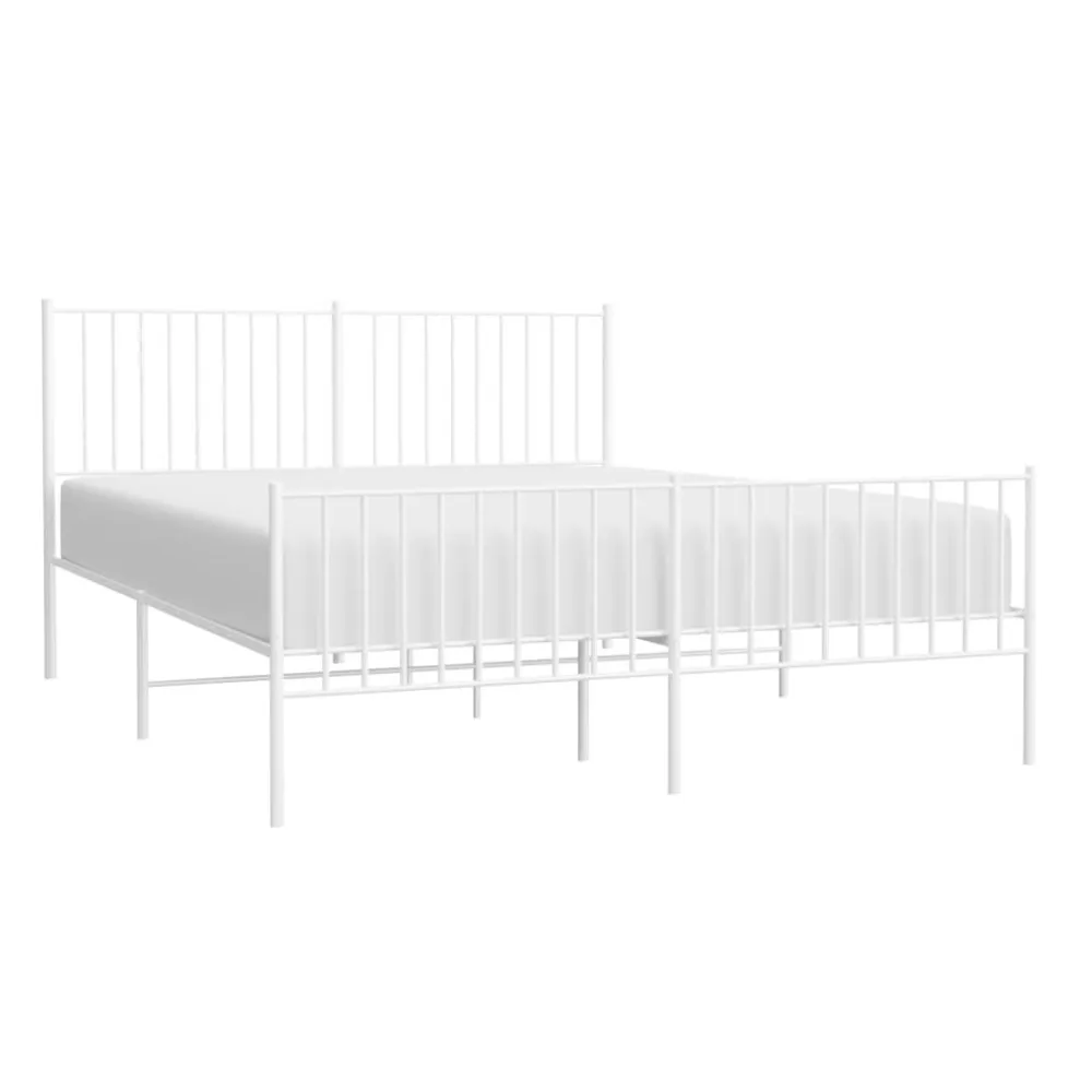Bedframe met hoofd- en voeteneinde metaal wit 160x200 cm