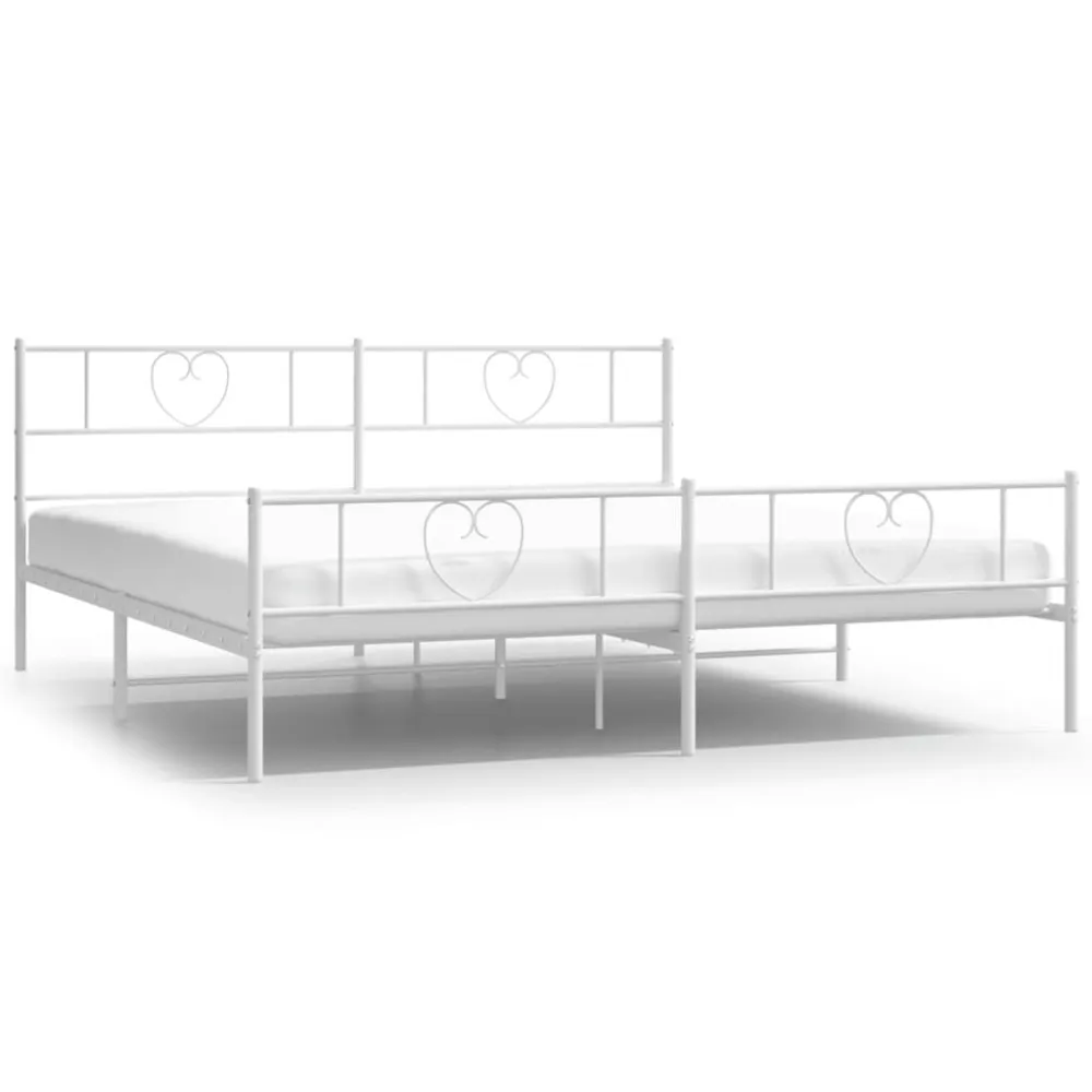Bedframe met hoofd- en voeteneinde metaal wit 200x200 cm