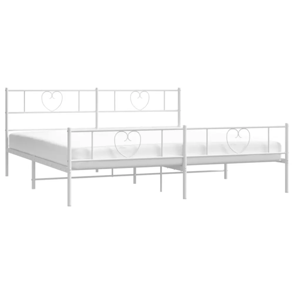 Bedframe met hoofd- en voeteneinde metaal wit 200x200 cm