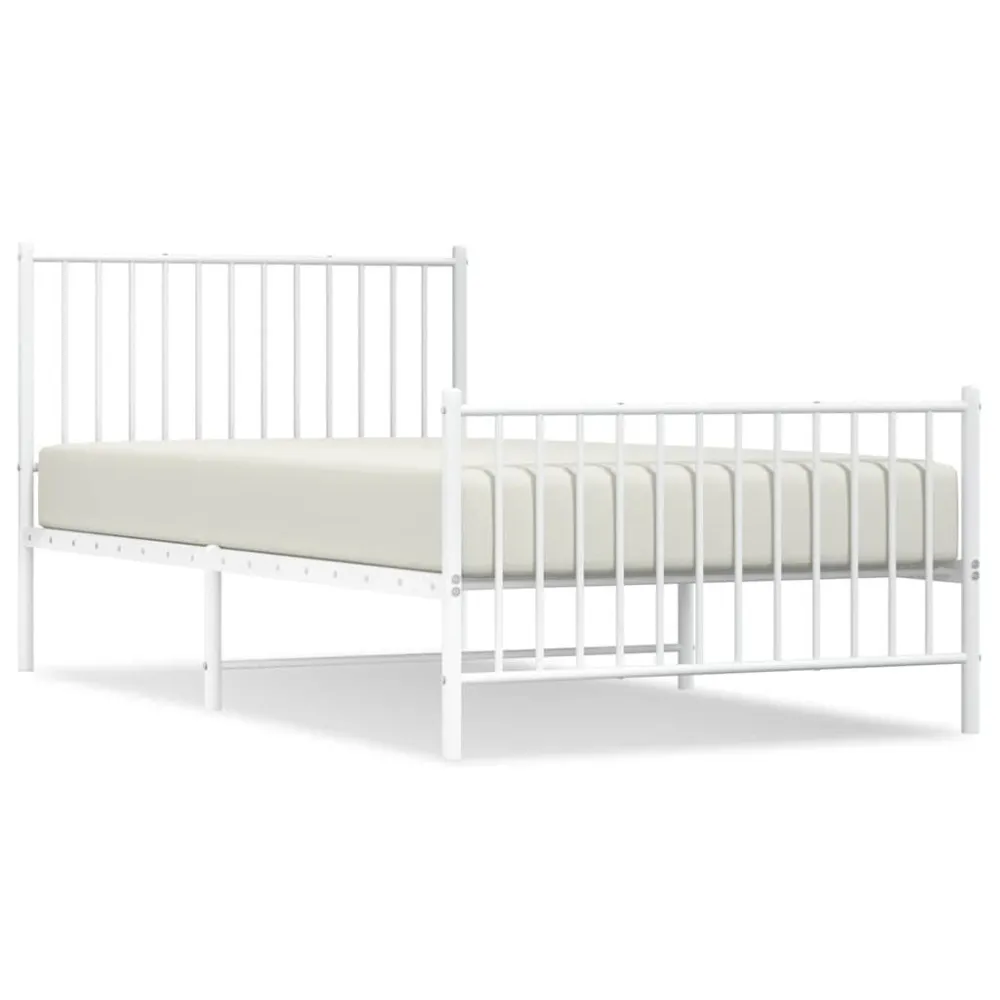 Bedframe met hoofd- en voeteneinde metaal wit 100x200 cm