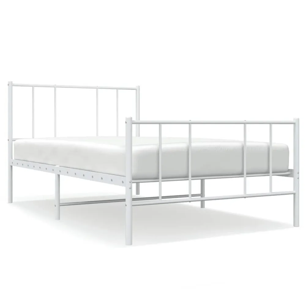 Bedframe met hoofd- en voeteneinde metaal wit 100x200 cm