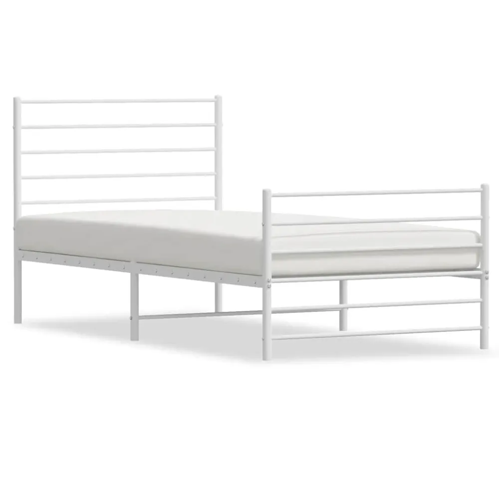 Bedframe met hoofd- en voeteneinde metaal wit 100x200 cm