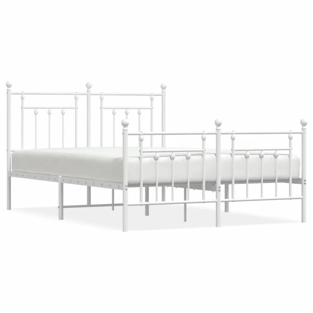 Bedframe met hoofd- en voeteneinde metaal wit 150x200 cm