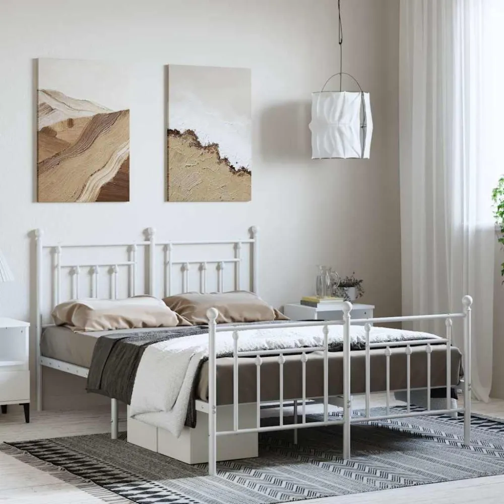 Bedframe met hoofd- en voeteneinde metaal wit 150x200 cm