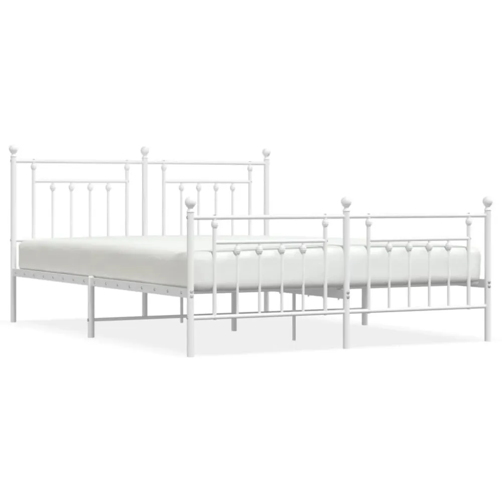 Bedframe met hoofd- en voeteneinde metaal wit 160x200 cm