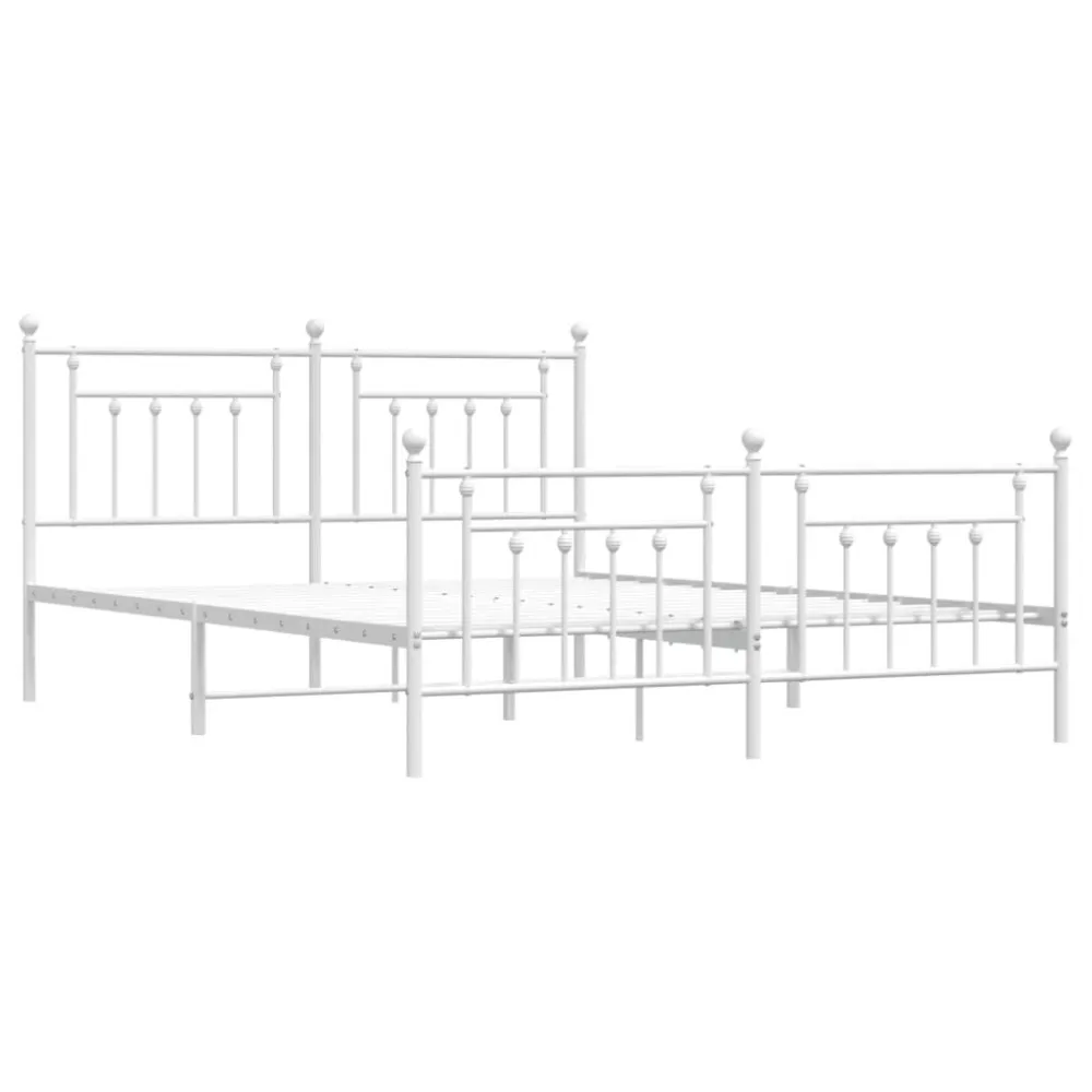 Bedframe met hoofd- en voeteneinde metaal wit 160x200 cm