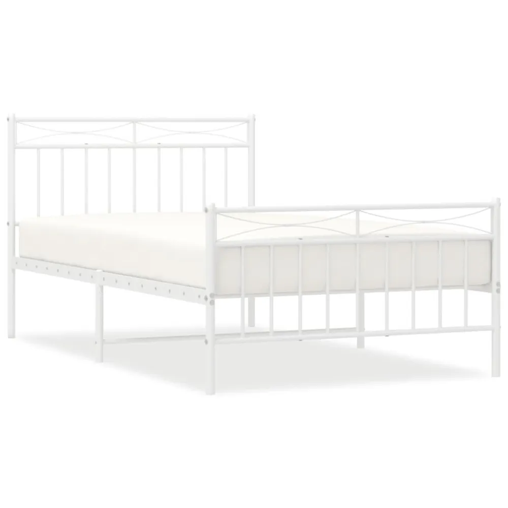 Bedframe met hoofd- en voeteneinde metaal wit 107x203 cm