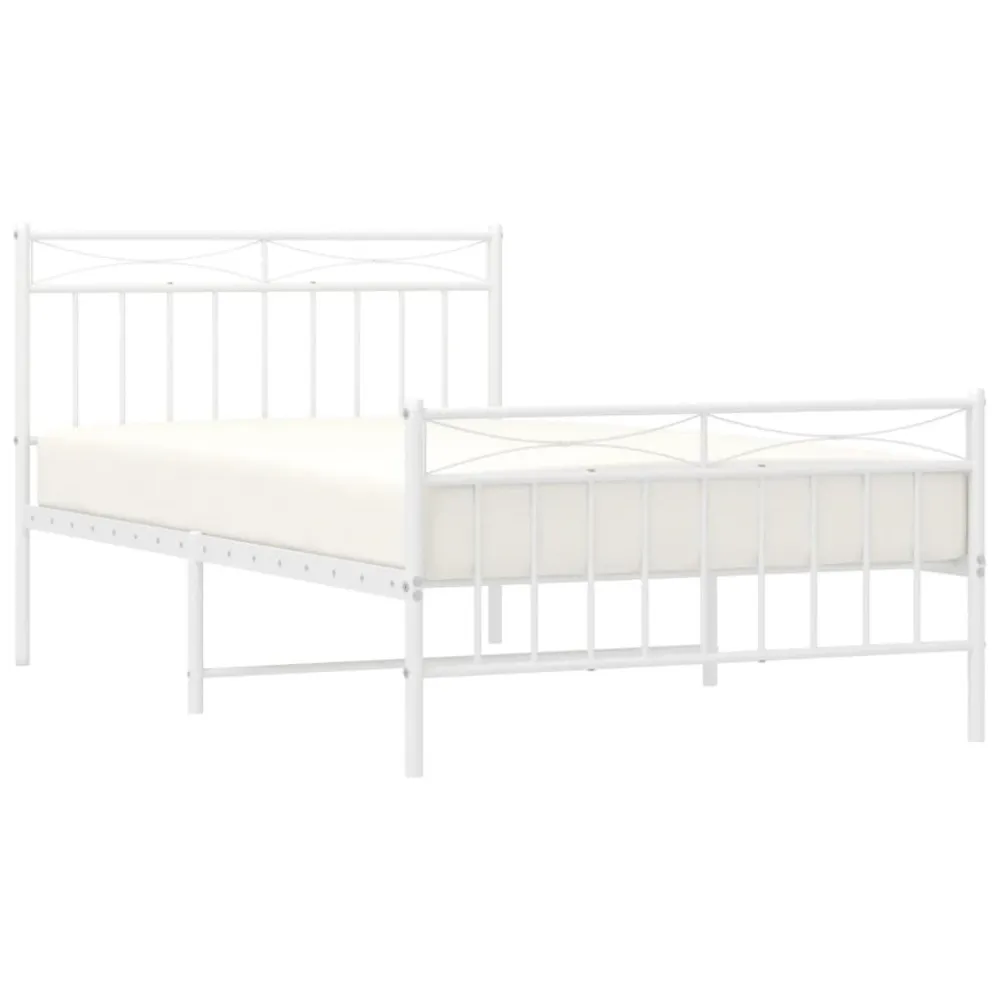 Bedframe met hoofd- en voeteneinde metaal wit 107x203 cm