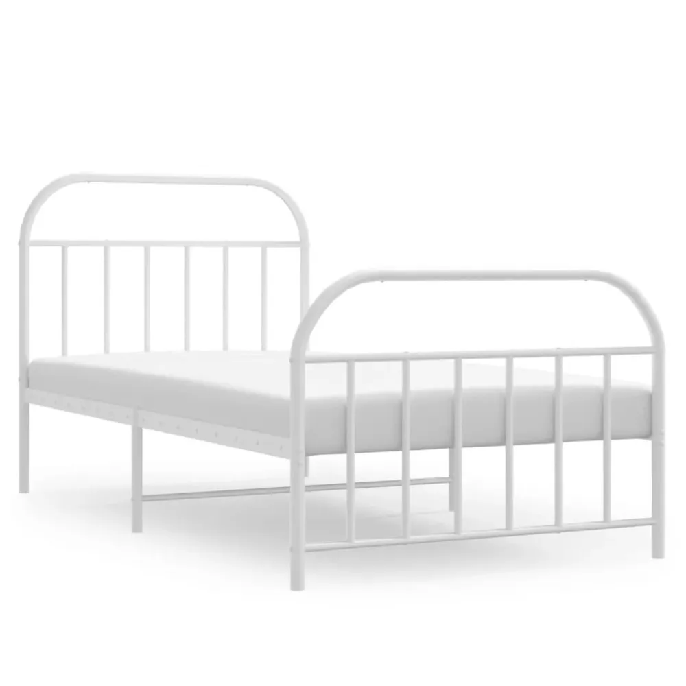 Bedframe met hoofd- en voeteneinde metaal wit 107x203 cm