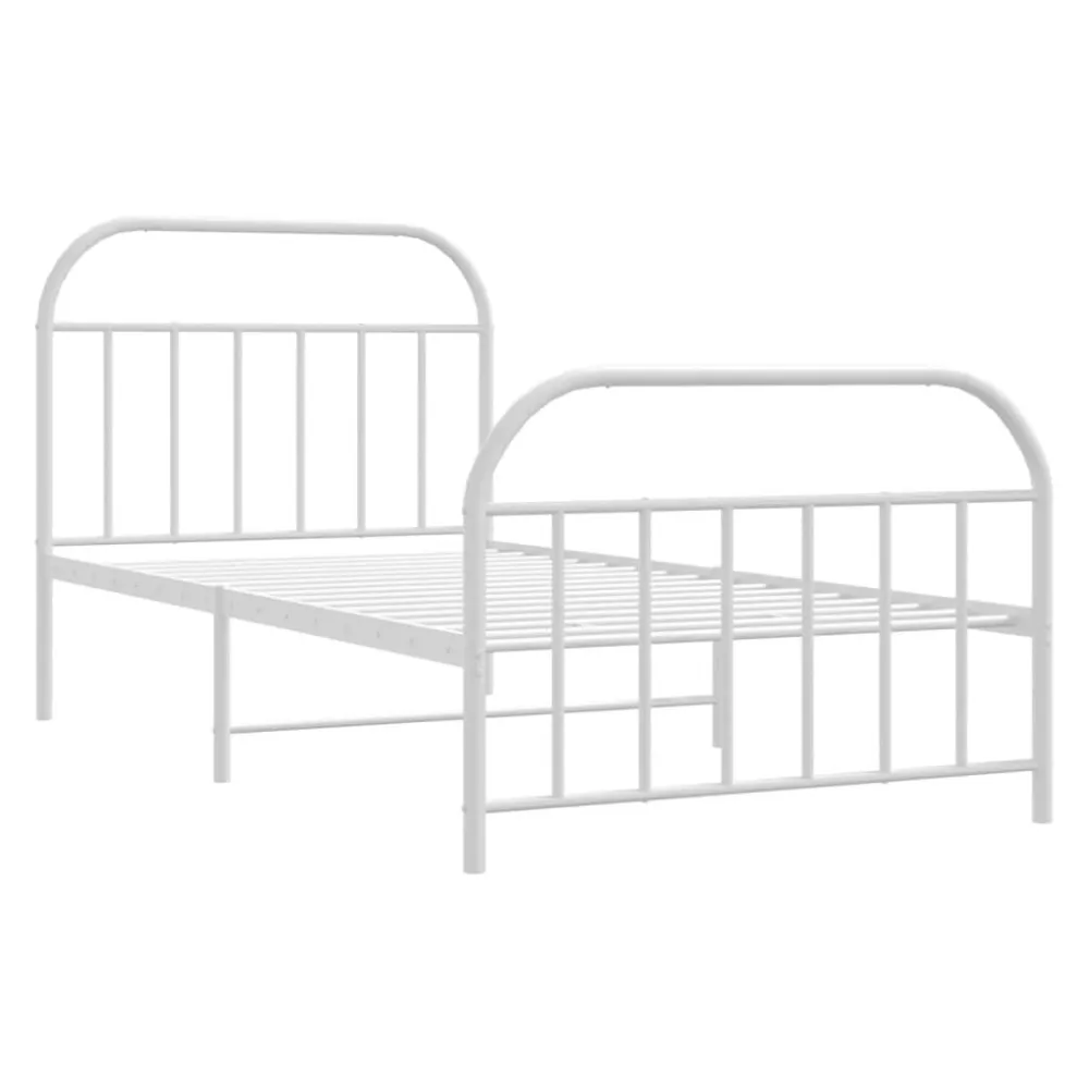 Bedframe met hoofd- en voeteneinde metaal wit 107x203 cm