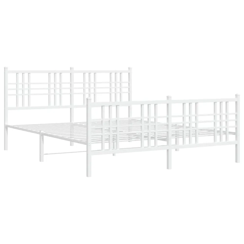 Bedframe met hoofd- en voeteneinde metaal wit 160x200 cm