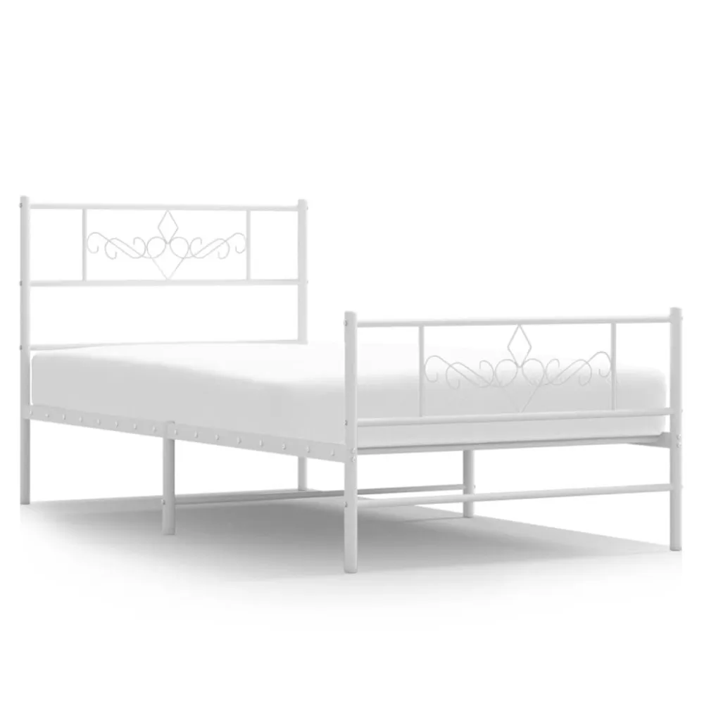 Bedframe met hoofd- en voeteneinde metaal wit 107x203 cm
