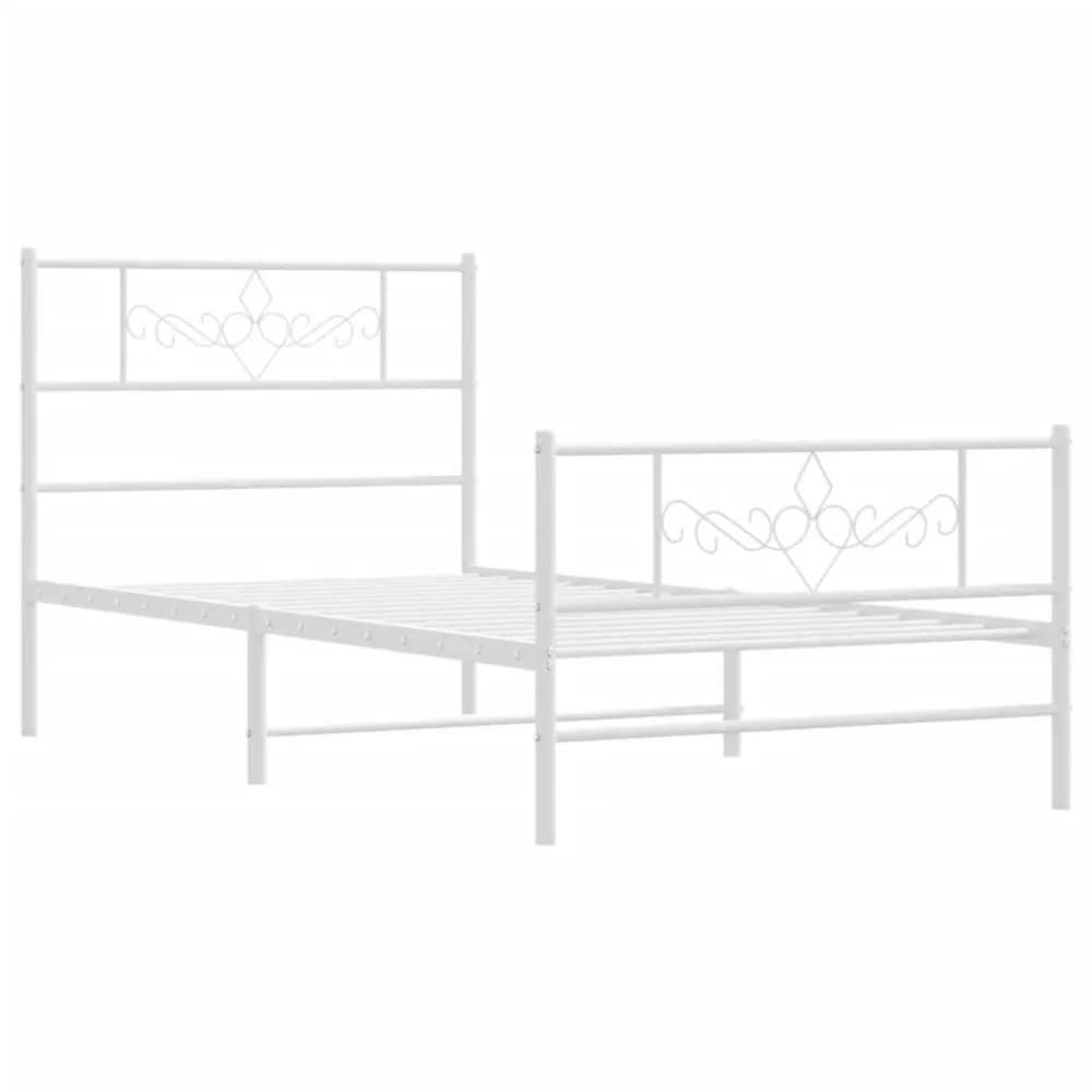 Bedframe met hoofd- en voeteneinde metaal wit 107x203 cm