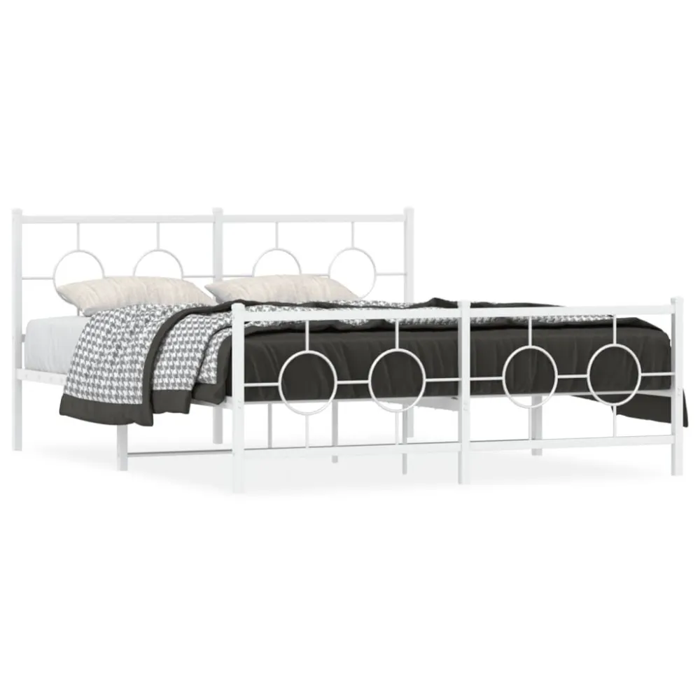 Bedframe met hoofd- en voeteneinde metaal wit 160x200 cm
