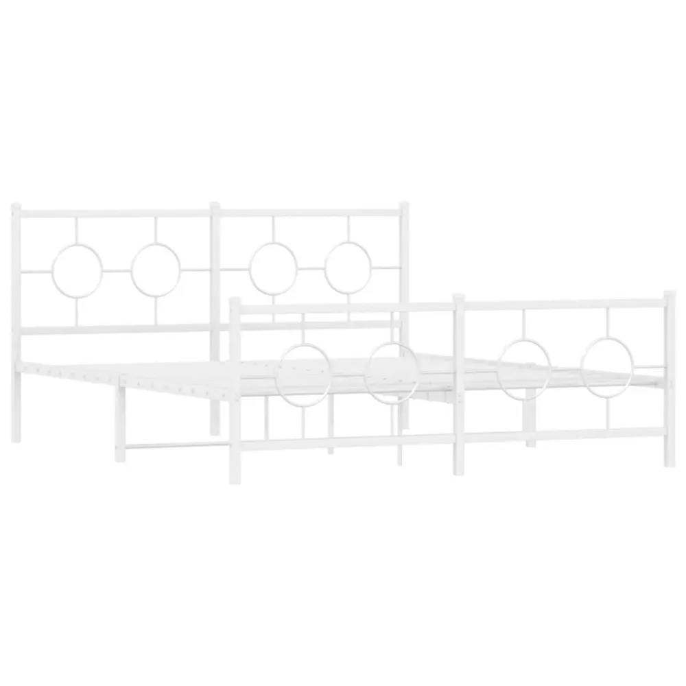 Bedframe met hoofd- en voeteneinde metaal wit 160x200 cm