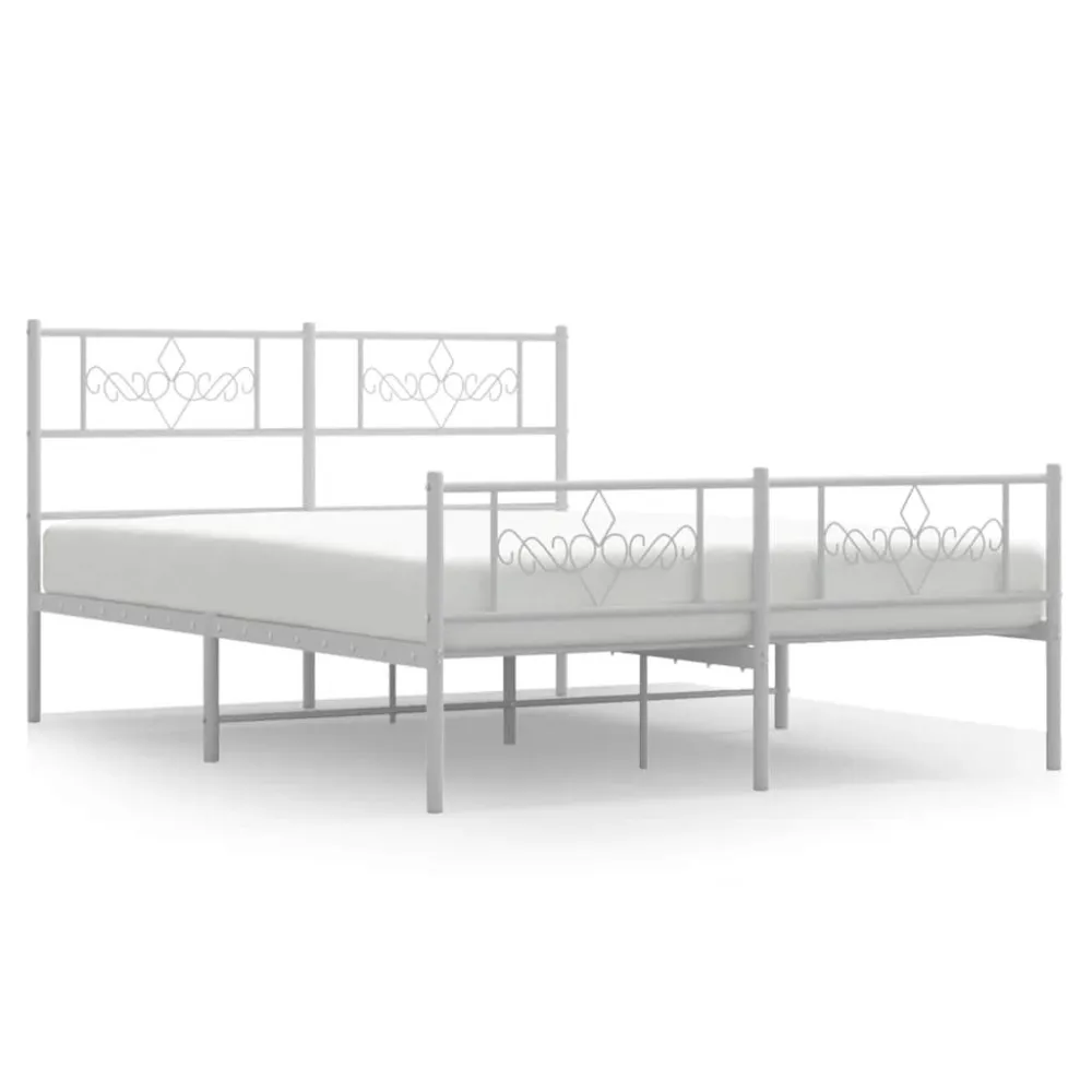 Bedframe met hoofd- en voeteneinde metaal wit 150x200 cm