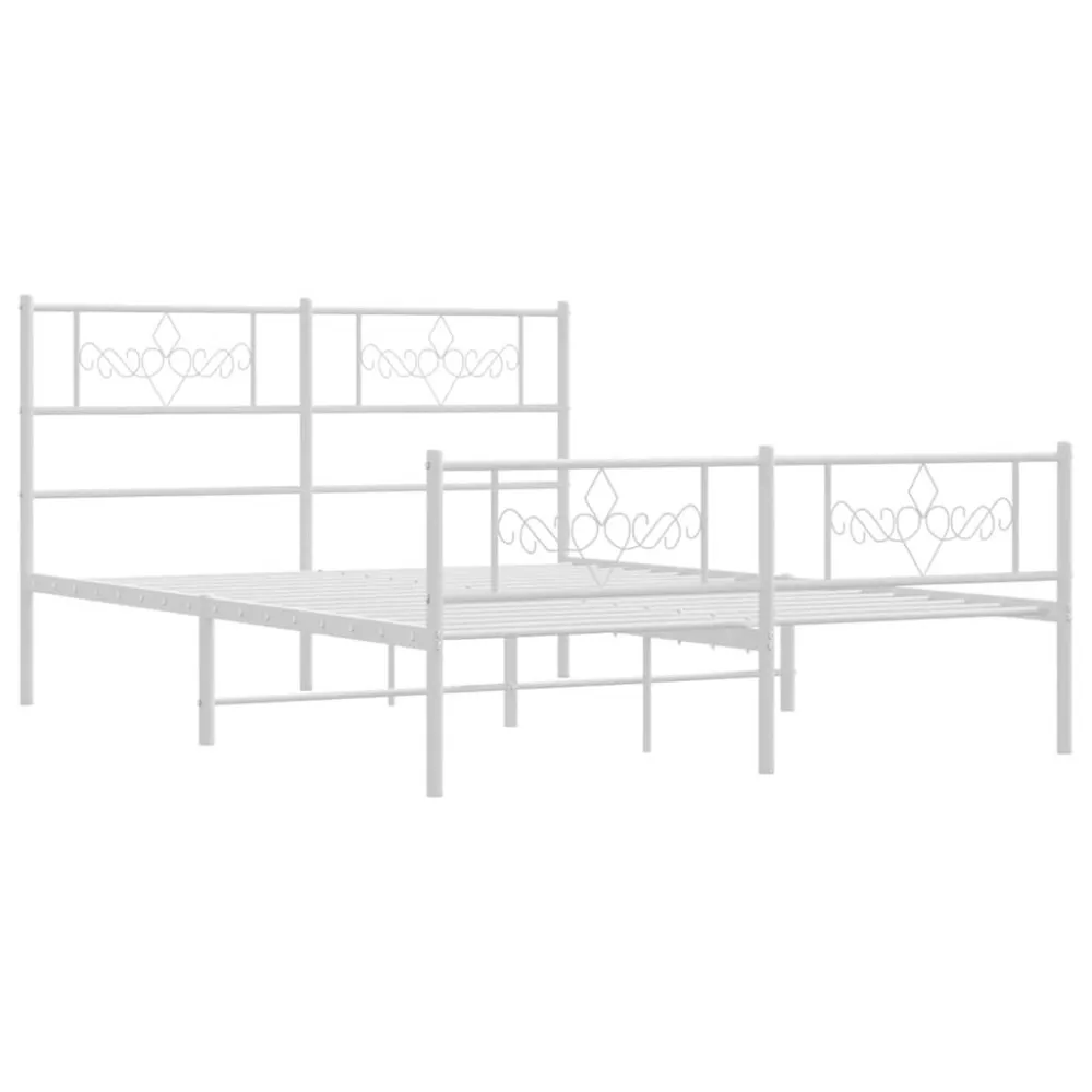 Bedframe met hoofd- en voeteneinde metaal wit 150x200 cm