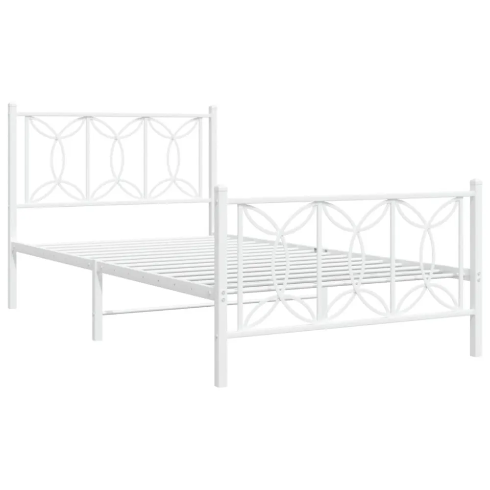 Bedframe met hoofd- en voeteneinde metaal wit 107x203 cm