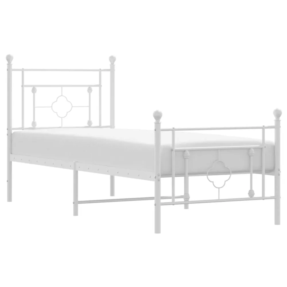 Bedframe met hoofd- en voeteneinde metaal wit 75x190 cm