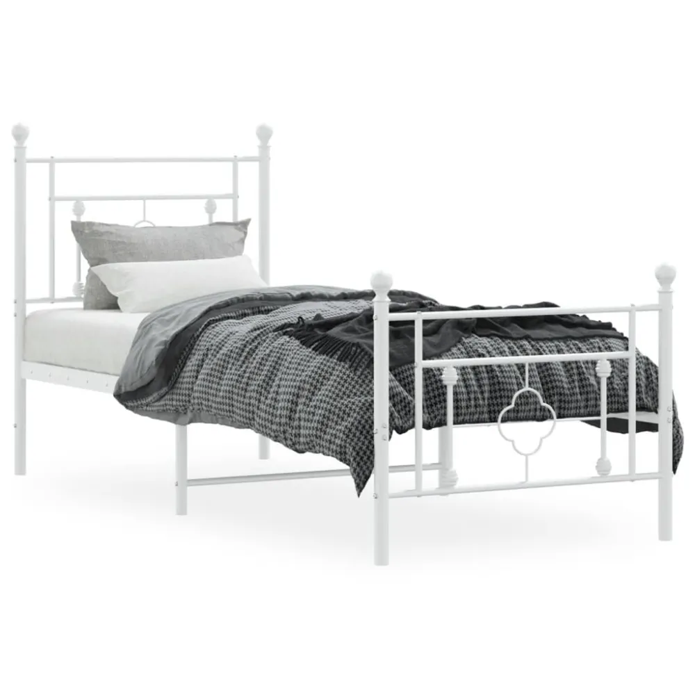 Bedframe met hoofd- en voeteneinde metaal wit 75x190 cm