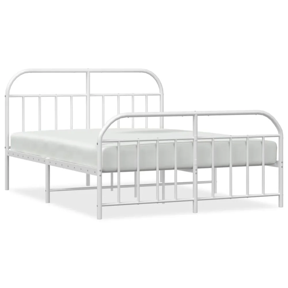 Bedframe met hoofd- en voeteneinde metaal wit 180x200 cm