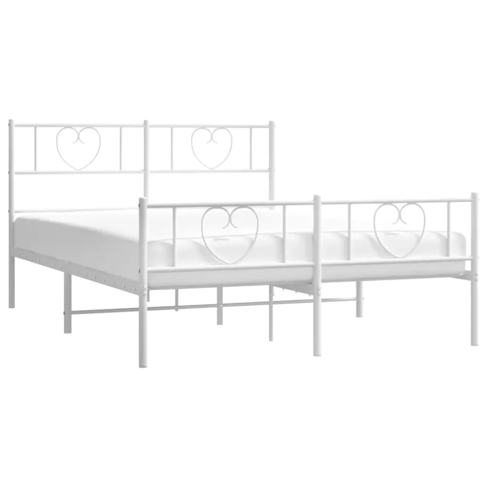 Bedframe met hoofd- en voeteneinde metaal wit 150x200 cm
