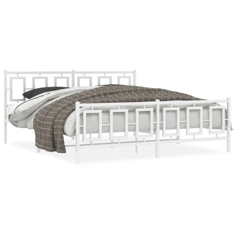 Bedframe met hoofd- en voeteneinde metaal wit 180x200 cm