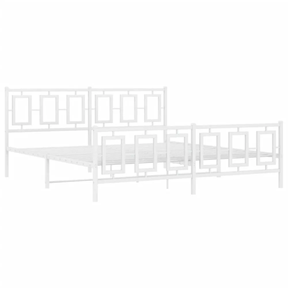 Bedframe met hoofd- en voeteneinde metaal wit 180x200 cm