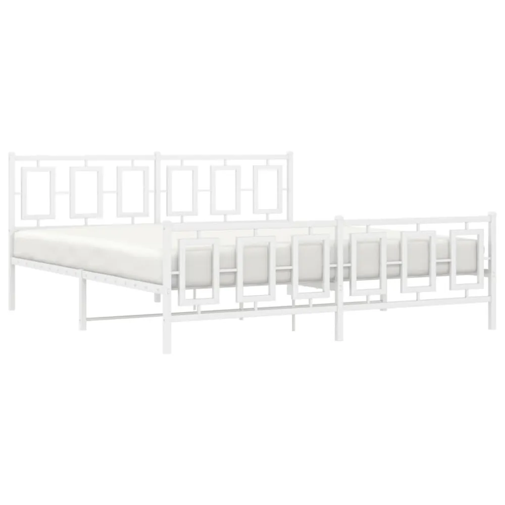 Bedframe met hoofd- en voeteneinde metaal wit 180x200 cm