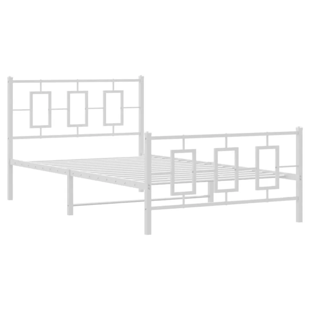 Bedframe met hoofd- en voeteneinde metaal wit 107x203 cm