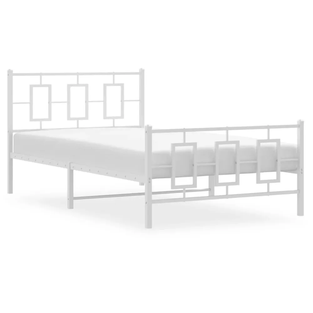Bedframe met hoofd- en voeteneinde metaal wit 107x203 cm