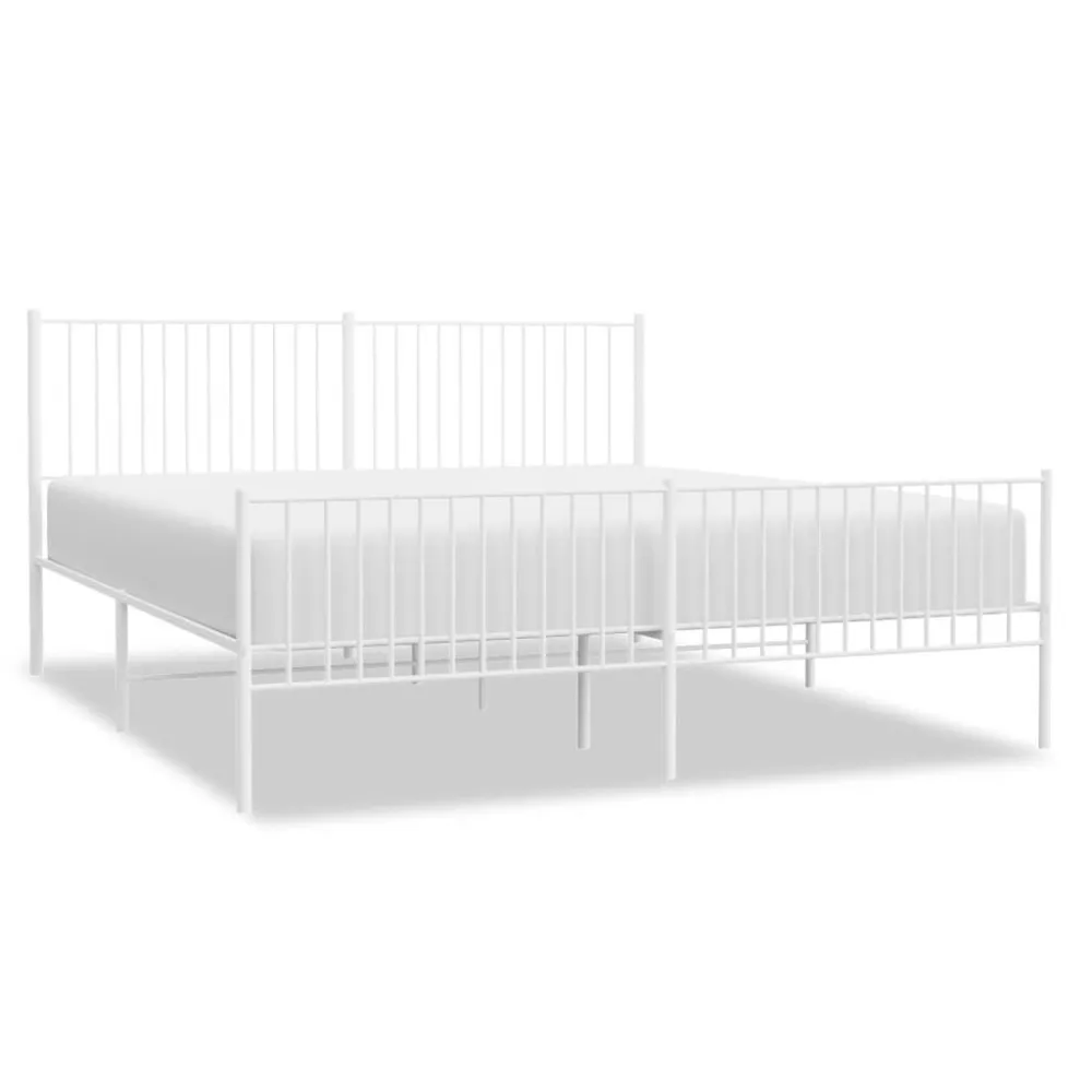 Bedframe met hoofd- en voeteneinde metaal wit 200x200 cm