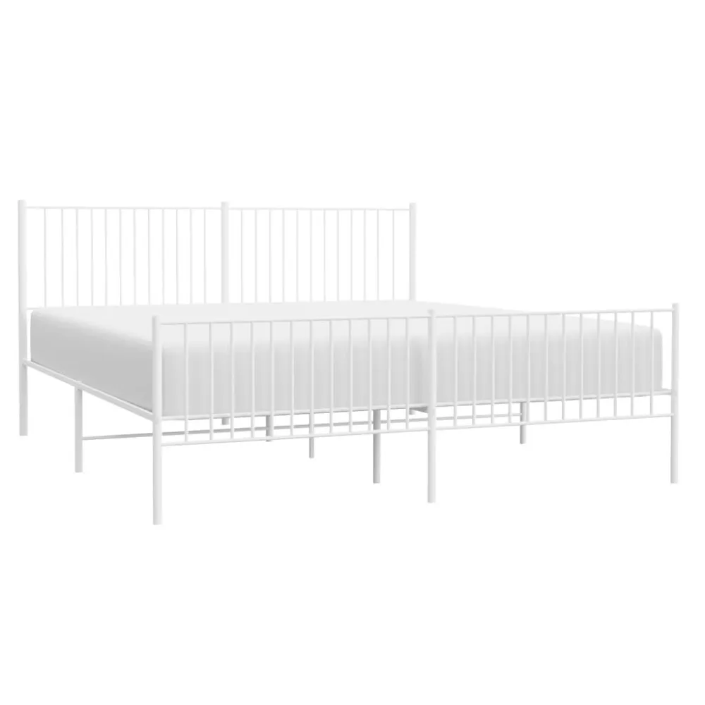 Bedframe met hoofd- en voeteneinde metaal wit 200x200 cm