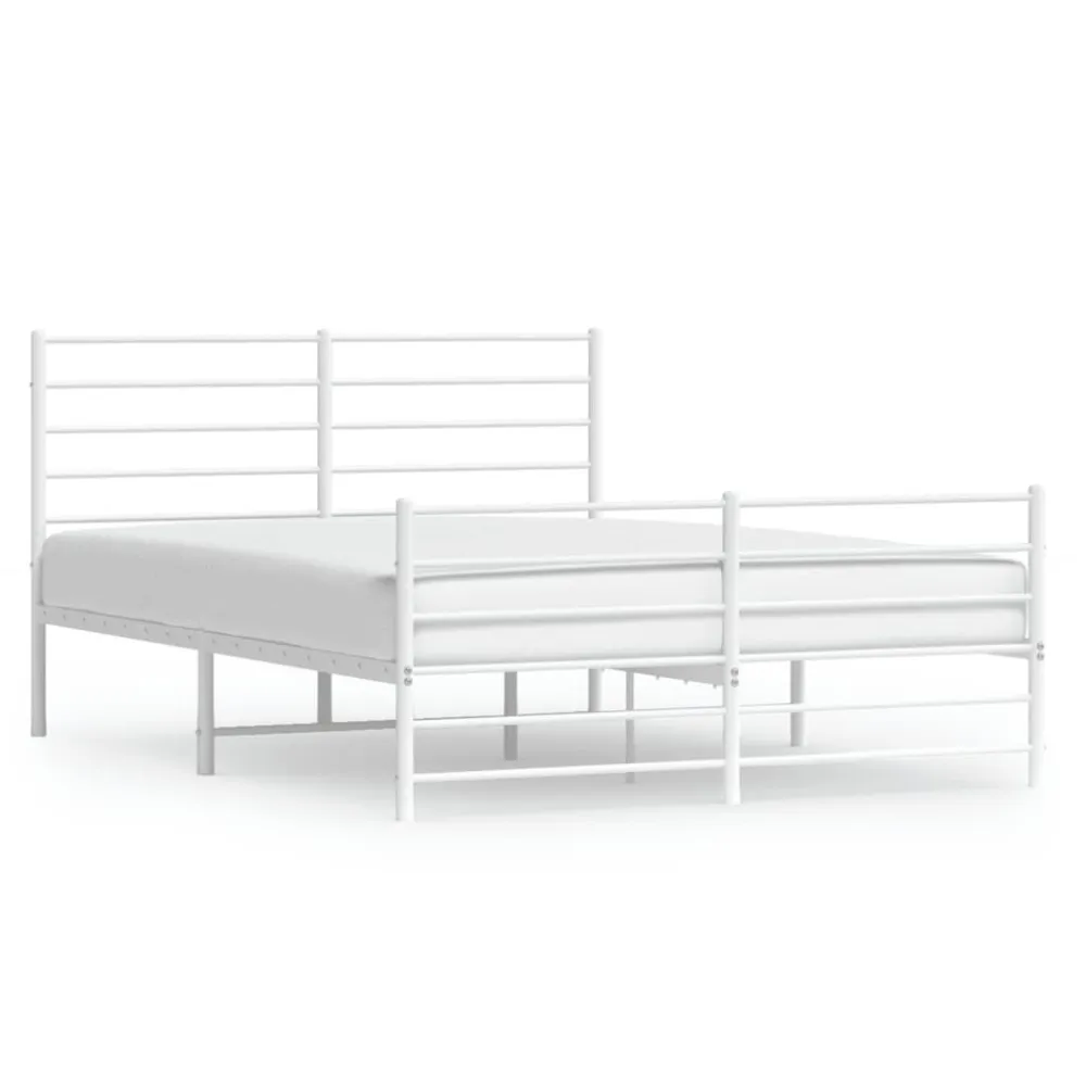 Bedframe met hoofd- en voeteneinde metaal wit 140x190 cm