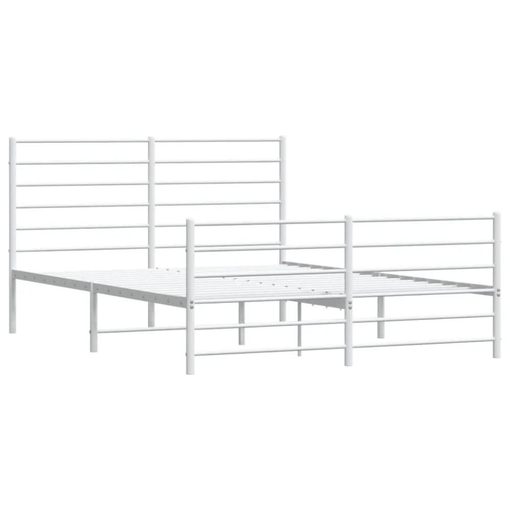 Bedframe met hoofd- en voeteneinde metaal wit 140x190 cm