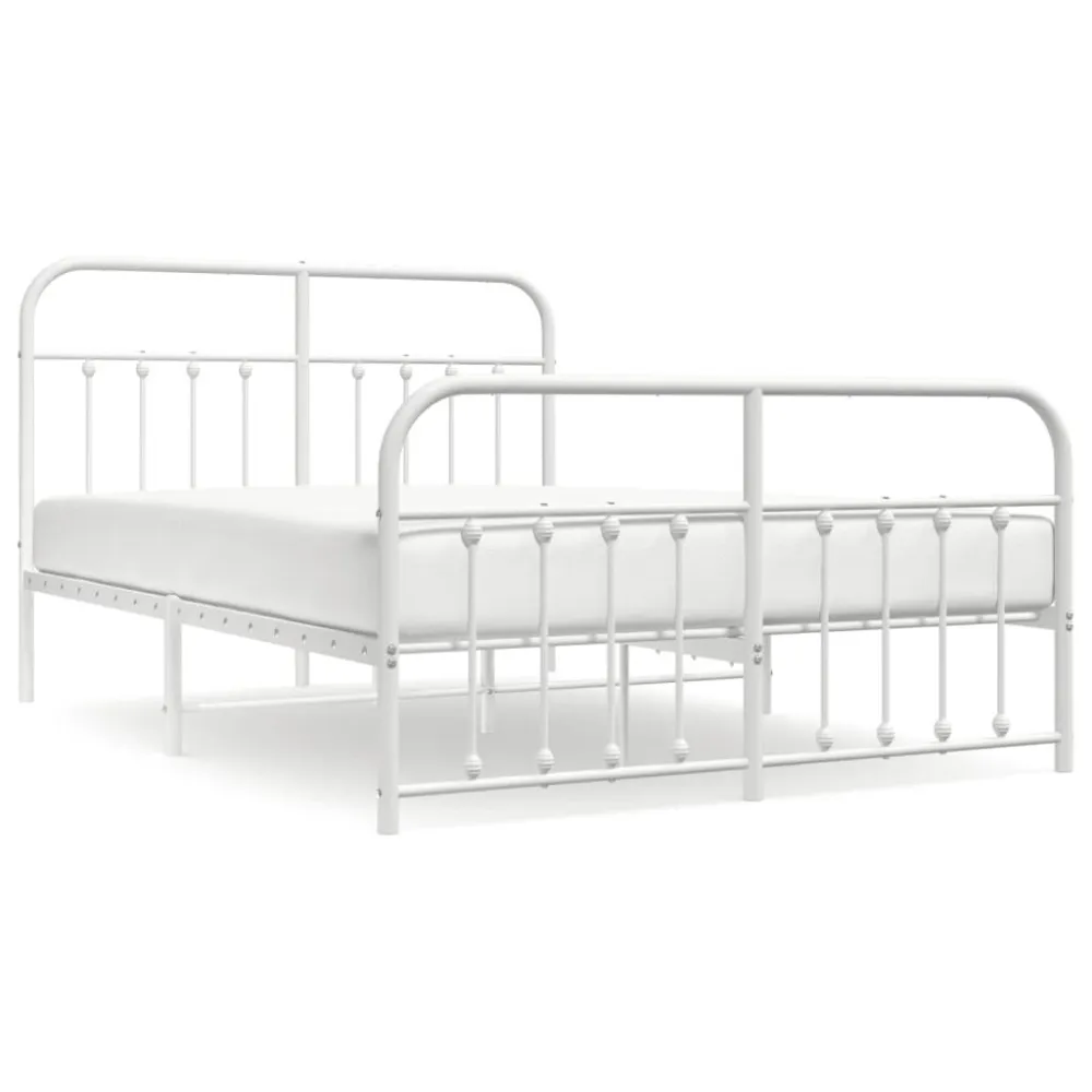 Bedframe met hoofd- en voeteneinde metaal wit 140x200 cm