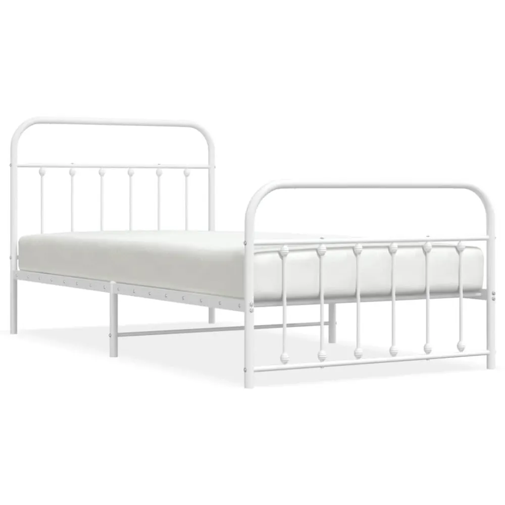 Bedframe met hoofd- en voeteneinde metaal wit 100x200 cm