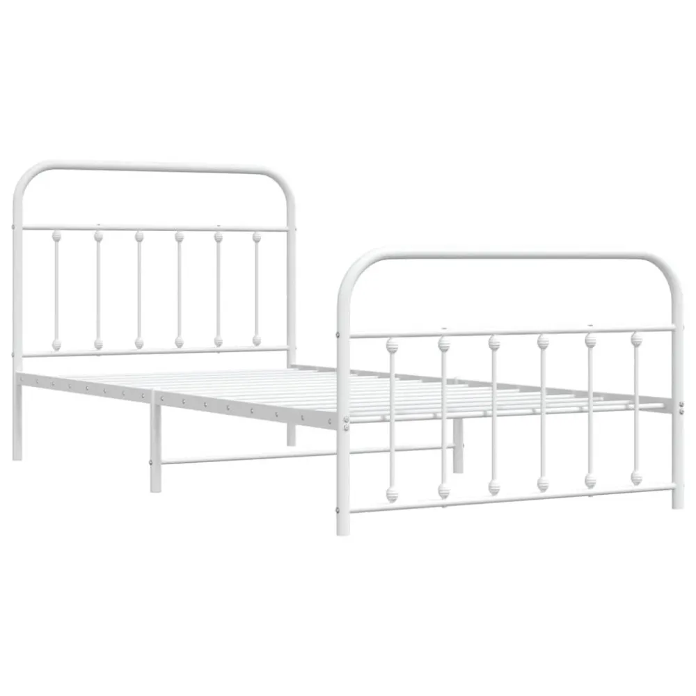 Bedframe met hoofd- en voeteneinde metaal wit 100x200 cm