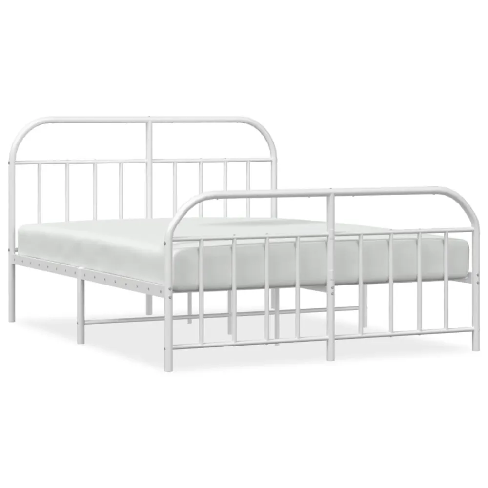 Bedframe met hoofd- en voeteneinde metaal wit 140x200 cm
