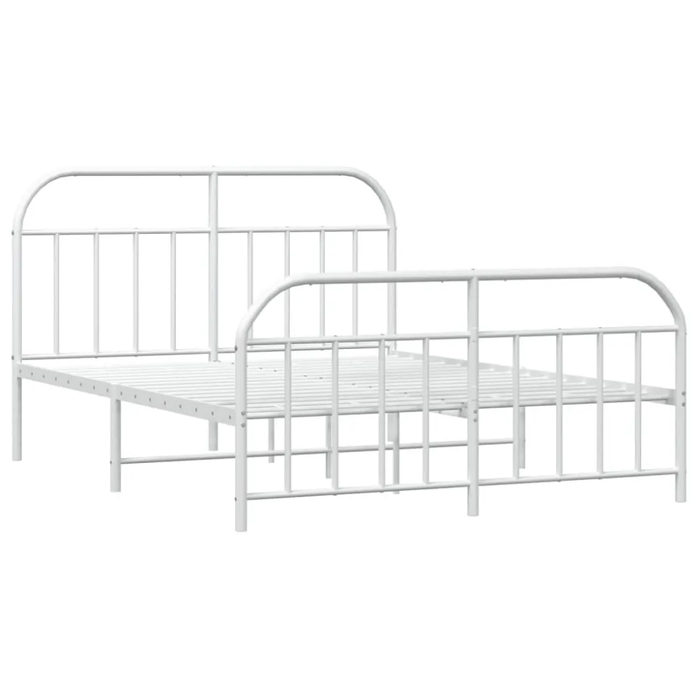 Bedframe met hoofd- en voeteneinde metaal wit 140x200 cm