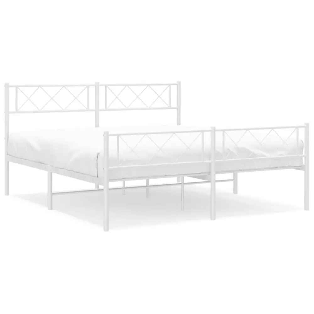 Bedframe met hoofd- en voeteneinde metaal wit 140x200 cm