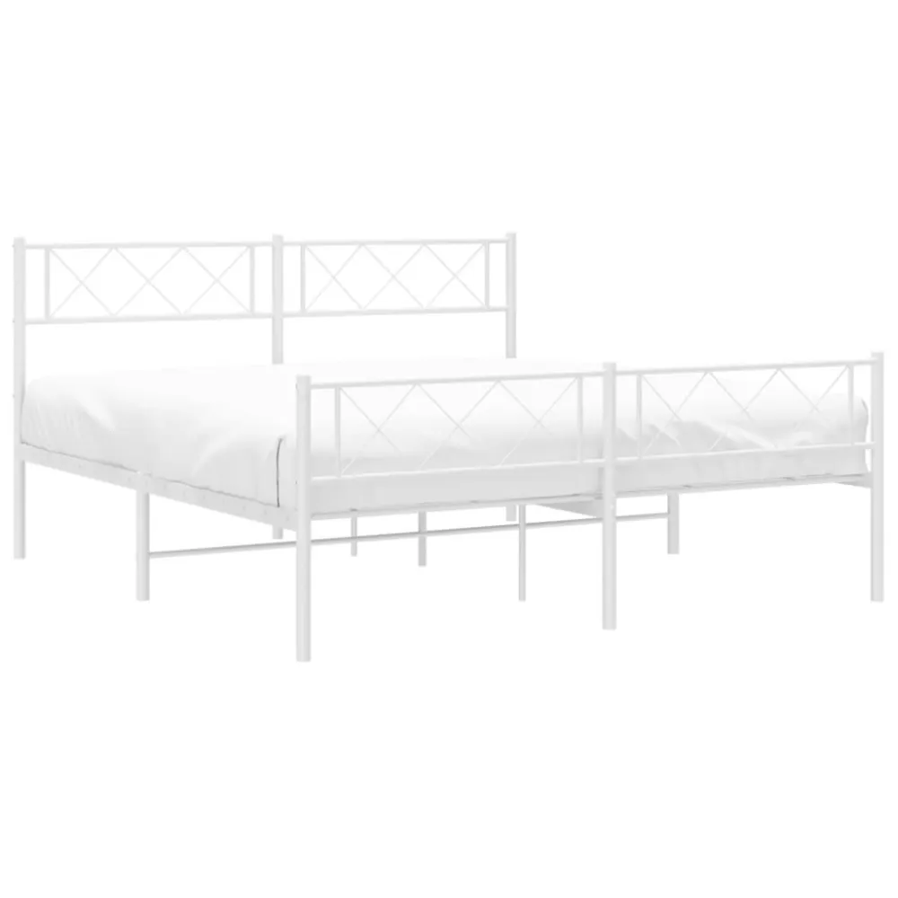 Bedframe met hoofd- en voeteneinde metaal wit 140x200 cm
