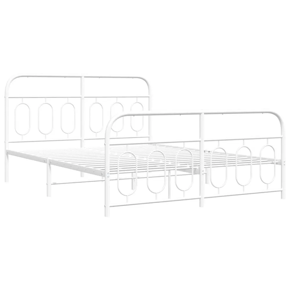 Bedframe met hoofd- en voeteneinde metaal wit 150x200 cm