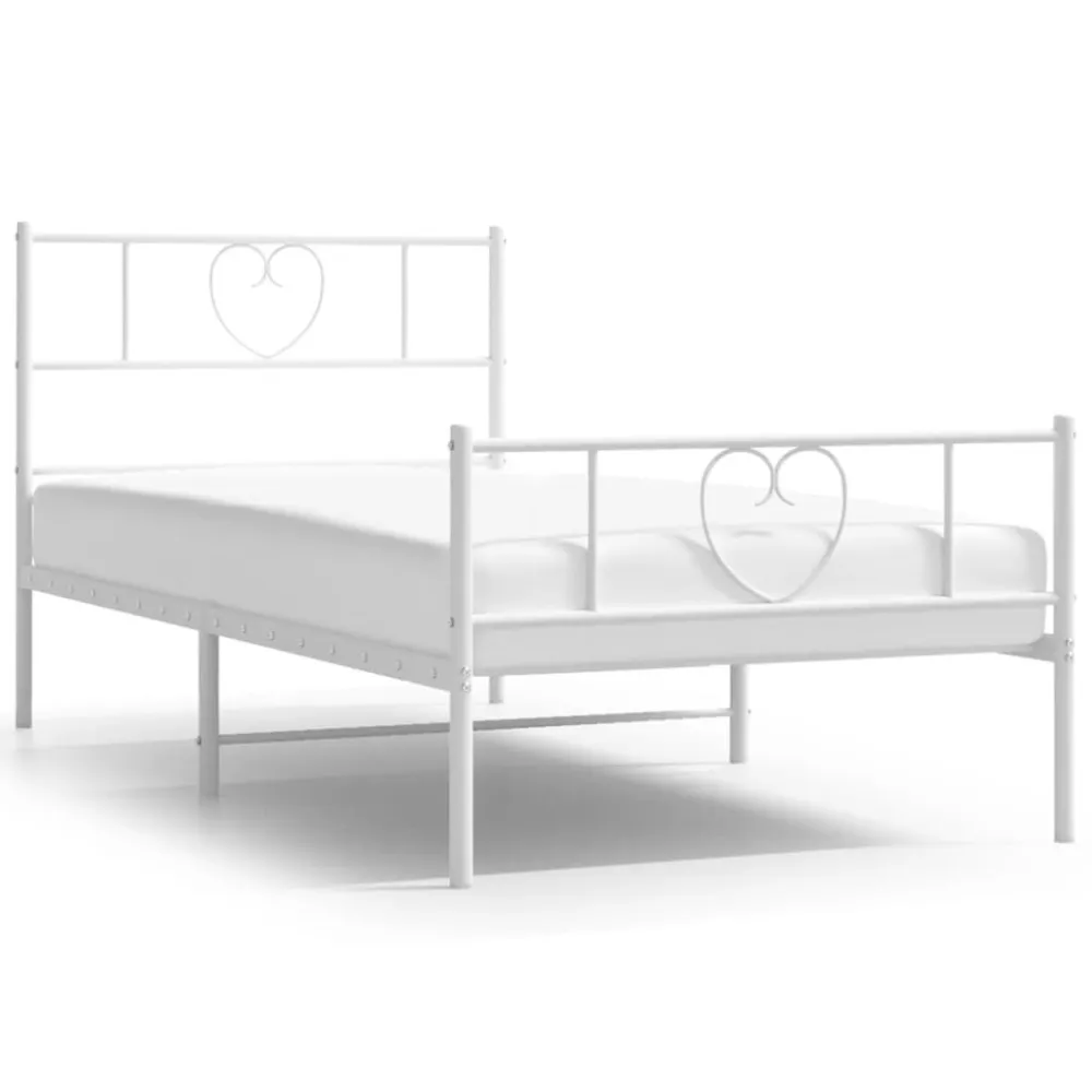 Bedframe met hoofd- en voeteneinde metaal wit 107x203 cm