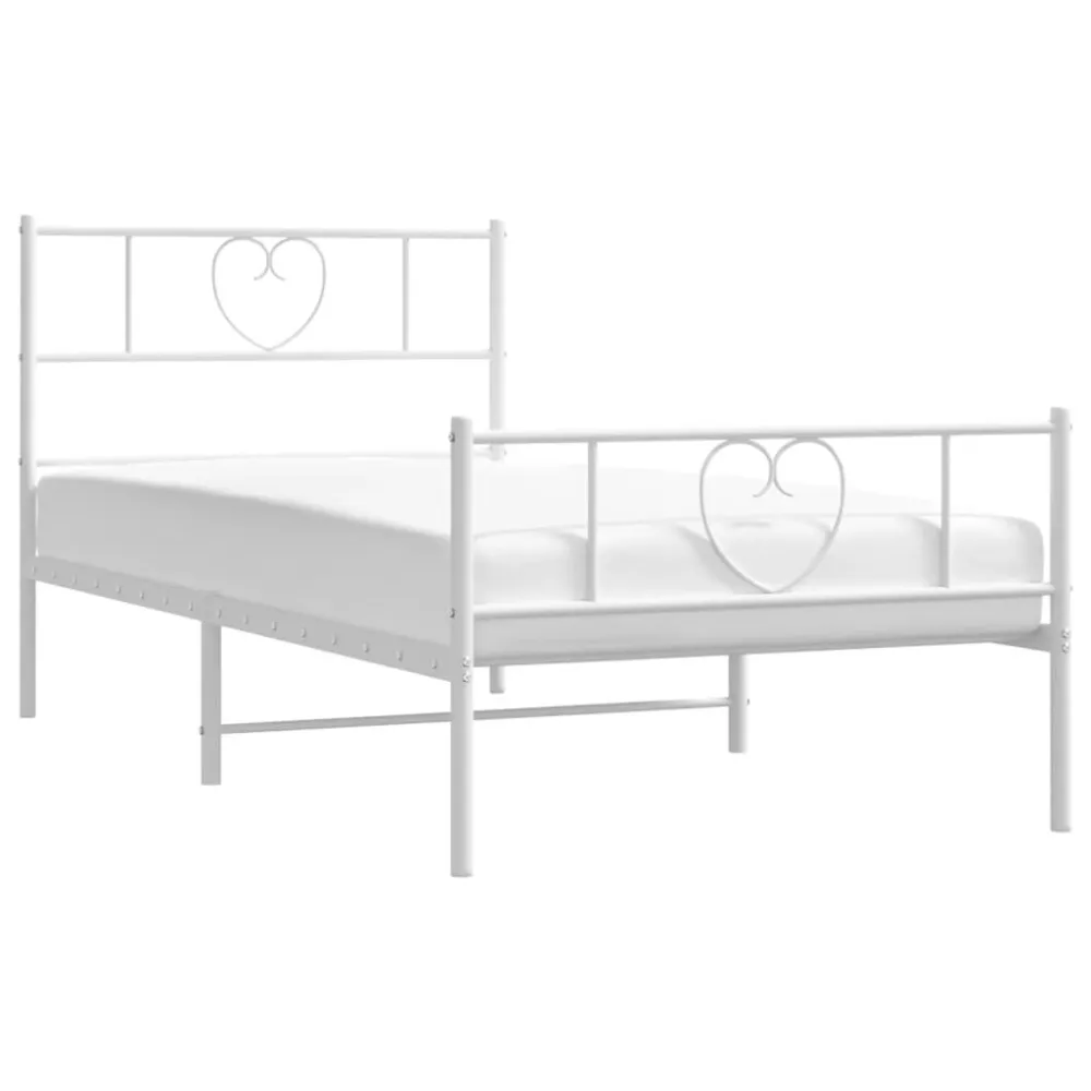 Bedframe met hoofd- en voeteneinde metaal wit 107x203 cm