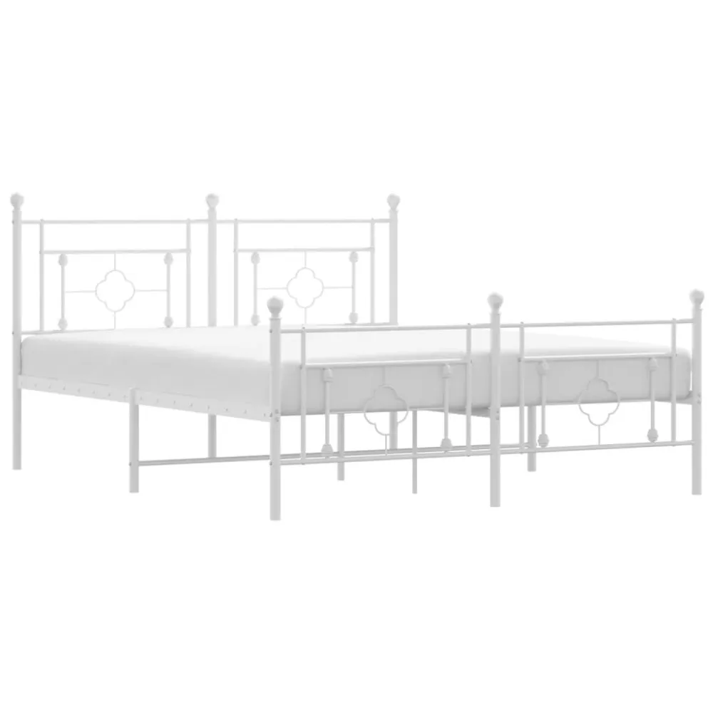 Bedframe met hoofd- en voeteneinde metaal wit 150x200 cm