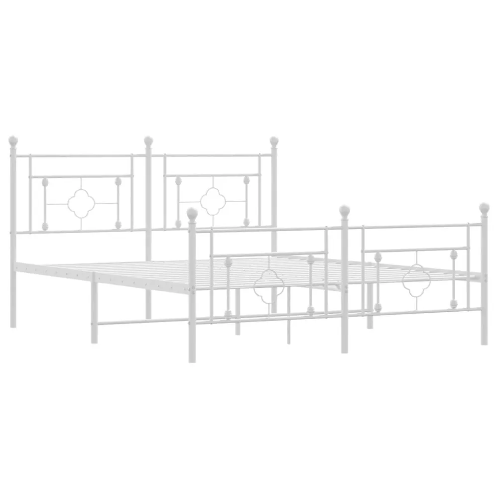 Bedframe met hoofd- en voeteneinde metaal wit 150x200 cm