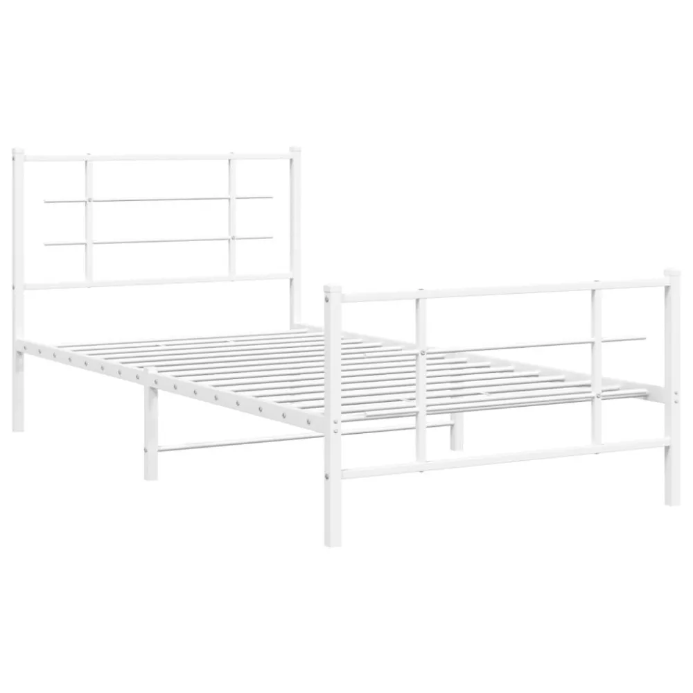 Bedframe met hoofd- en voeteneinde metaal wit 107x203 cm