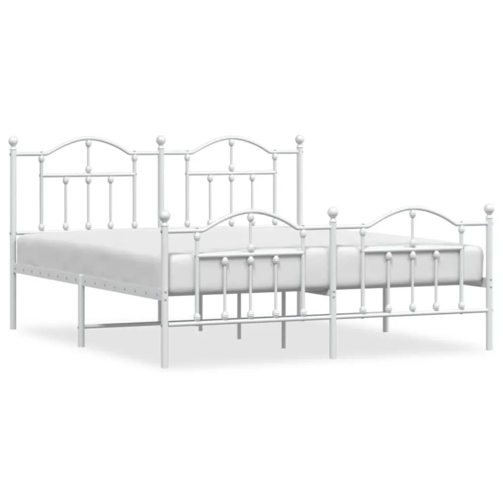 Bedframe met hoofd- en voeteneinde metaal wit 160x200 cm