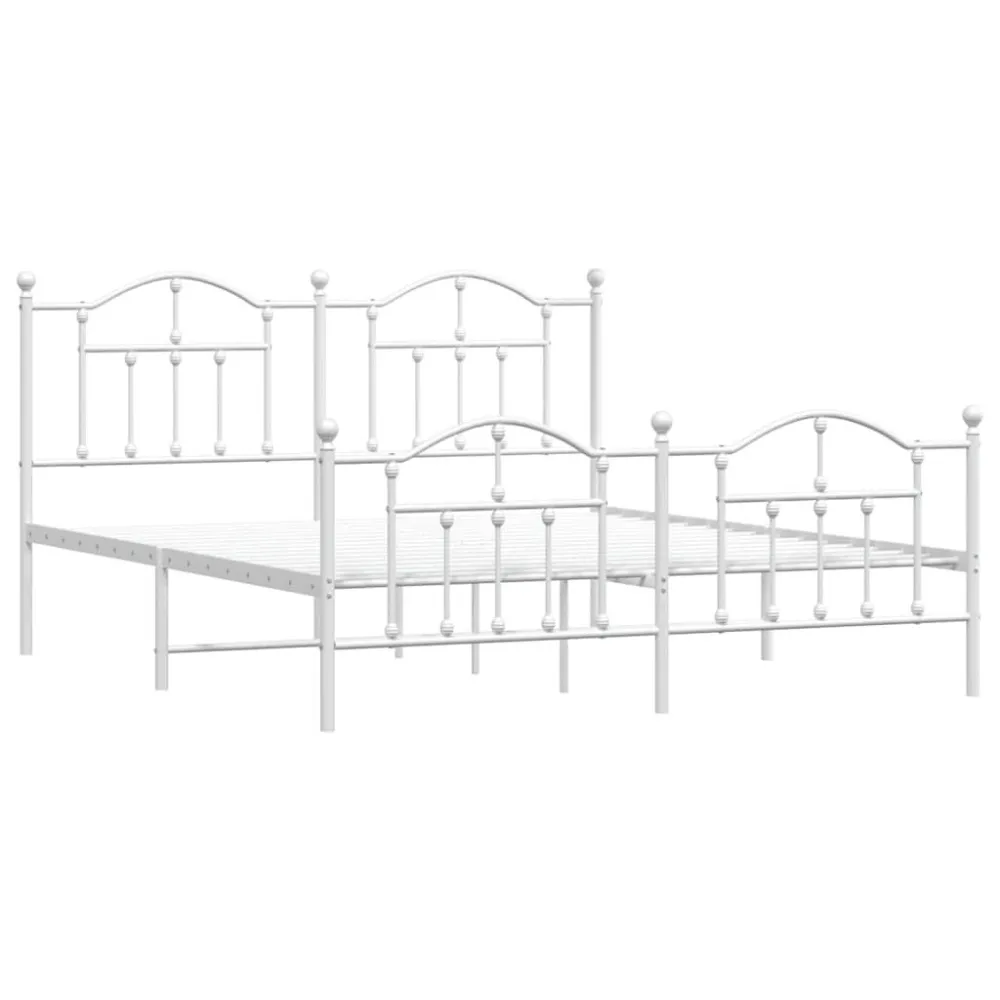Bedframe met hoofd- en voeteneinde metaal wit 160x200 cm
